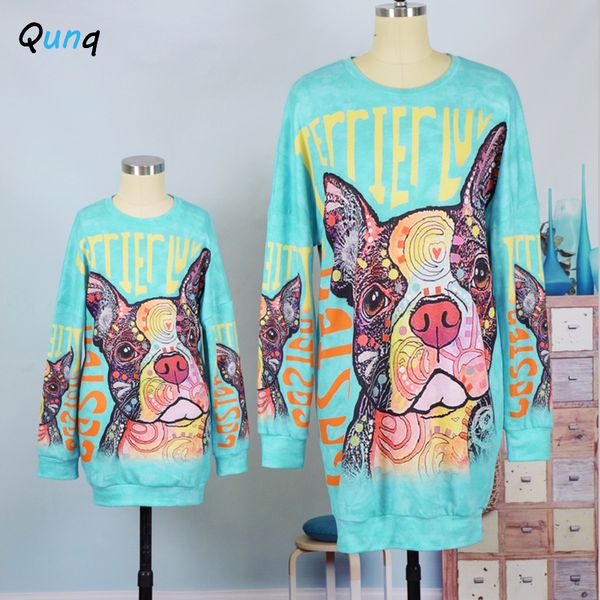 

qunq mommy and me hoodies long sleeve cartoon print 2021 spring family matching outfits plus size women girl daughter sweatshirt q1214, Blue