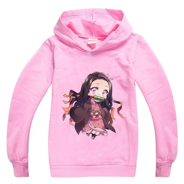 

anime demon slayer kimetsu no yaiba hoodies girls teen kids cartoon blade clothing for children from 8 to 12 years old 201127, Black