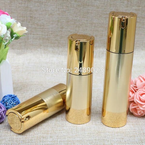 

storage bottles & jars gold wire-drawing empty cosmetic airless bottle portable refillable pump dispenser for travel lotion 100pcs/lot 30ml1