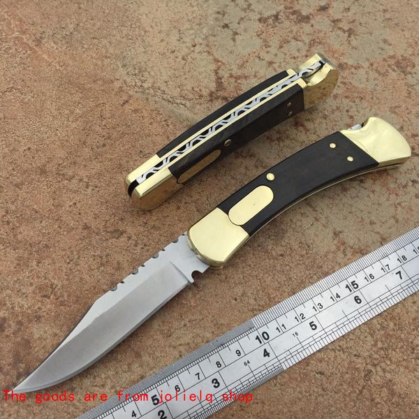 

brass sawtooth ebony knives knife boyle handle 110 440c stainless blade double folding blade pocket knives double auto camping qynf qkj5s