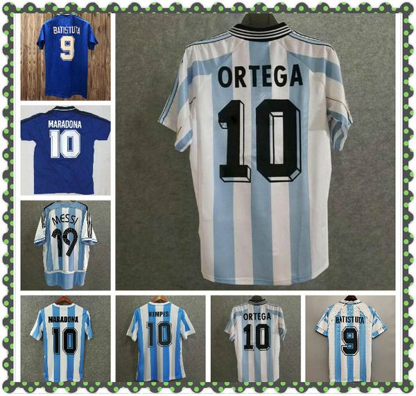 

retro argentina soccer jerseys messi maradona batistuta crespo ortega riquelme veron zanetti tevez vintage kit classic shirt, Black;yellow