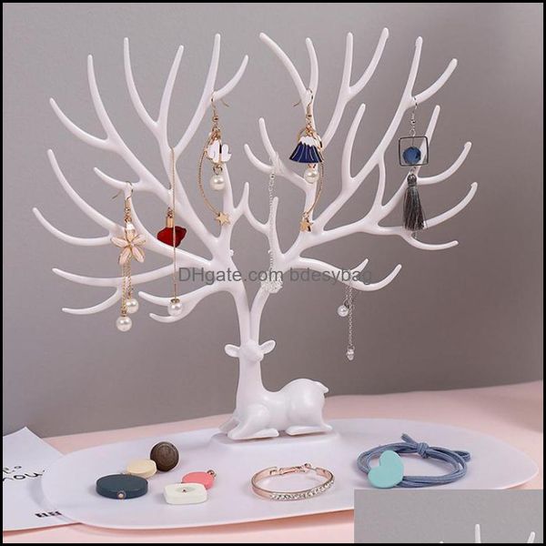 

jewelry stand packaging & display little deer tray tree earrings necklace ring pendant bracelet storage racks organizer holder drop delivery, Black