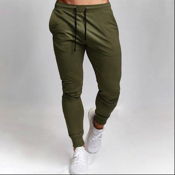 

men sport leisure trousers solid color versatile running training fitness pants lace up solid versatile fitness pants, Black
