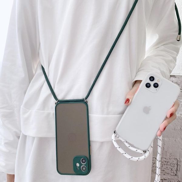 

skin feeling protection strap cord chain phone case on for iphone 12 11 pro max 8 7 6 plus qylzvt