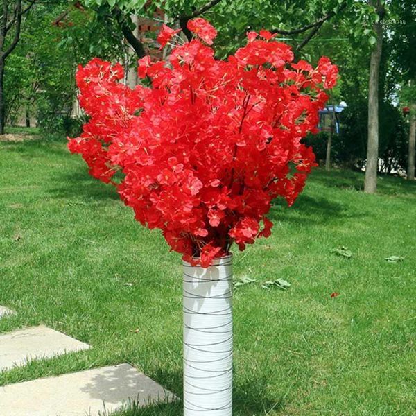 

1pc new natural vertical silk cherry blossom for wedding decoration diy cherry trees artificial flower bouquet big size decor1
