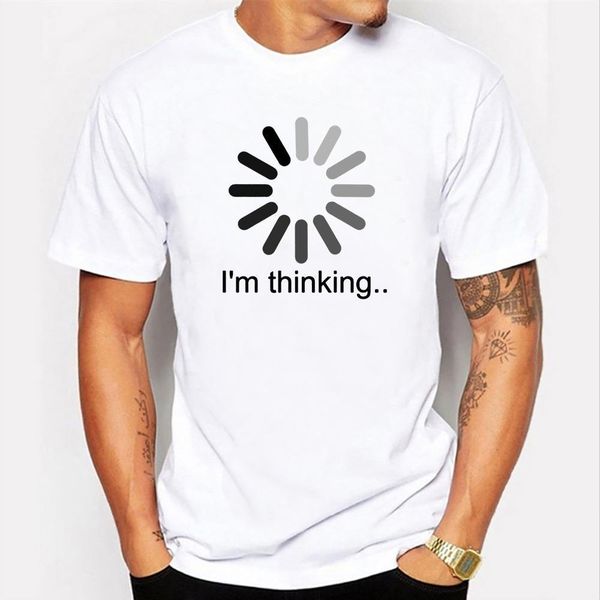 

men's i'm thinking print o-neck t-shirts men t-shirt cool men tshirt male men tee shirts, White;black
