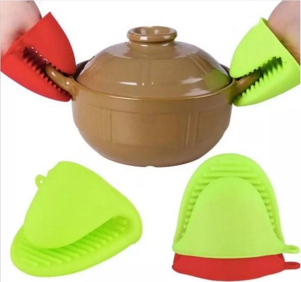 

kitchen silicone heat resistant gloves clips insulation non stick anti-slip pot holder clip cooking baking oven mitts kitchen tools