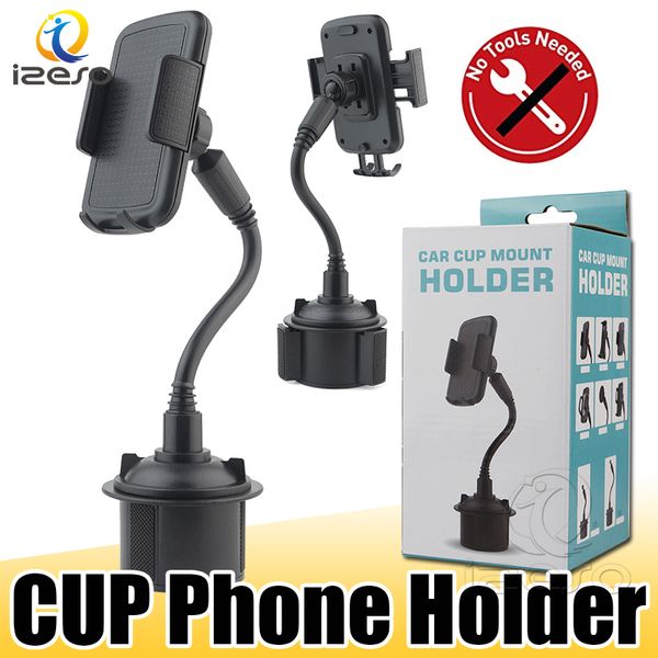 

cup holder phone mount universal adjustable gooseneck car phone cradle for samsung s20 note10 a90 iphone 11 pro with retail packaging izeso