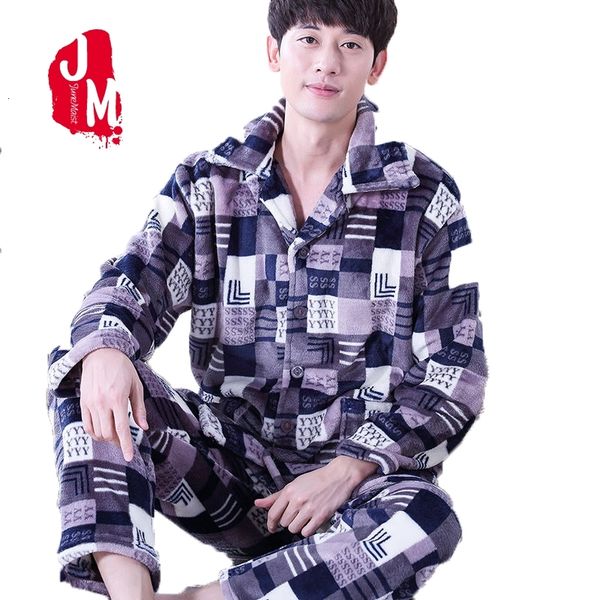 

winter sleepwear men's thick coral fleece pajama male long sleeve pijama autumn casual homewear sleepwear male homewear sleep 201109, Black;brown