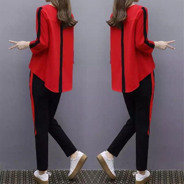 

plus размер большой l 4xl outfit couscsuit спортивная одежда co ord набор для женщин 2021 топ и брюки оборки полосатая одежда, Gray