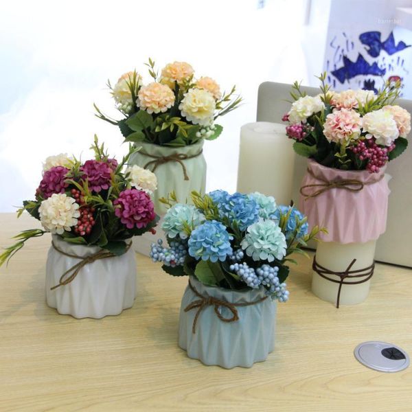

oil painting table tennis chrysanthemum artificial flower color diamond ceramic pot artificial flower bonsai decoration1