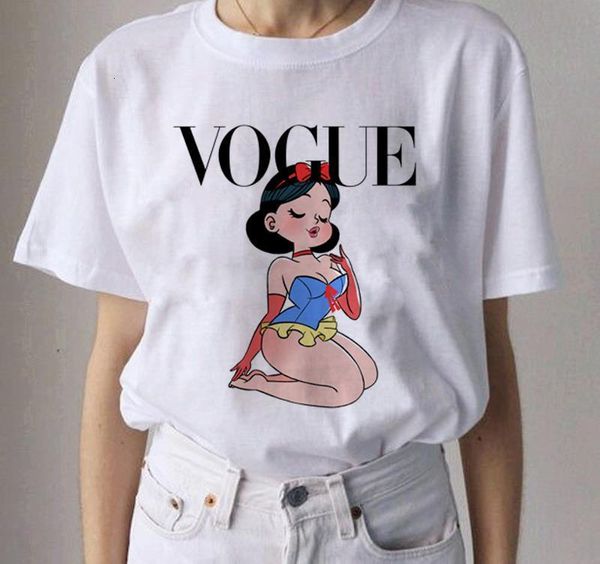

women tshirt vogue tshirt funny princess print female tee cartoon graphic tee shirts summer women t-shirts clothes, White