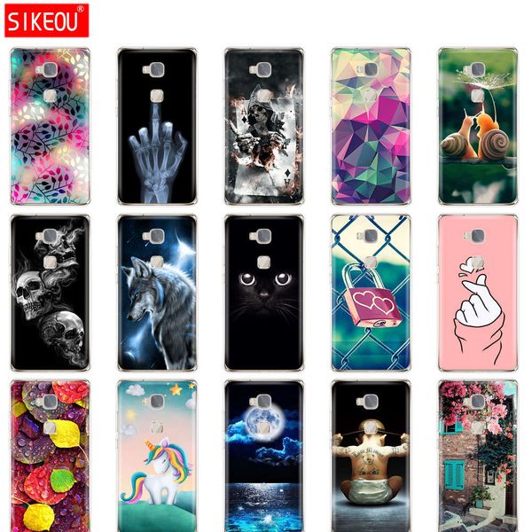 

qahuawei honor 5x mobile phone cover, silicone tpu soft back cover, 360 protection, transparent printing, burnt flowerlk