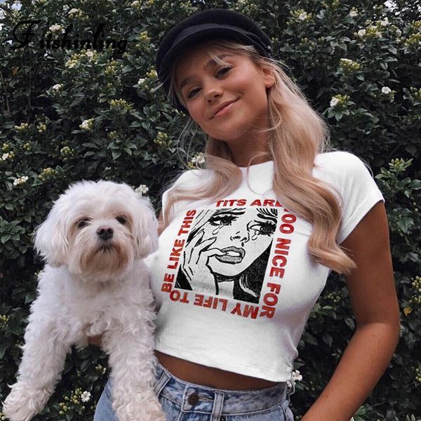 

fitshinling harajuku funny t shirt women streetwear cotton white female t-shirt 2020 slim tee shirt femme sale1