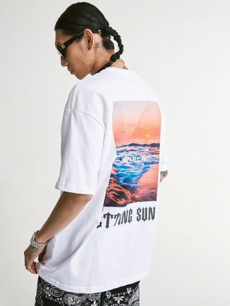 

men drop shoulder letter graphic tee x1ci#, White;black