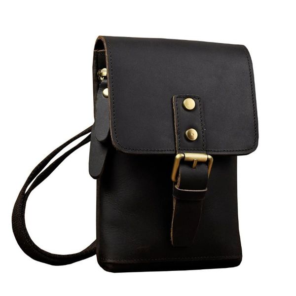 

waist bags fashion mens leather multifunction messenger mochila bag designer cigarette case travel pouch hook belt pack 611-15