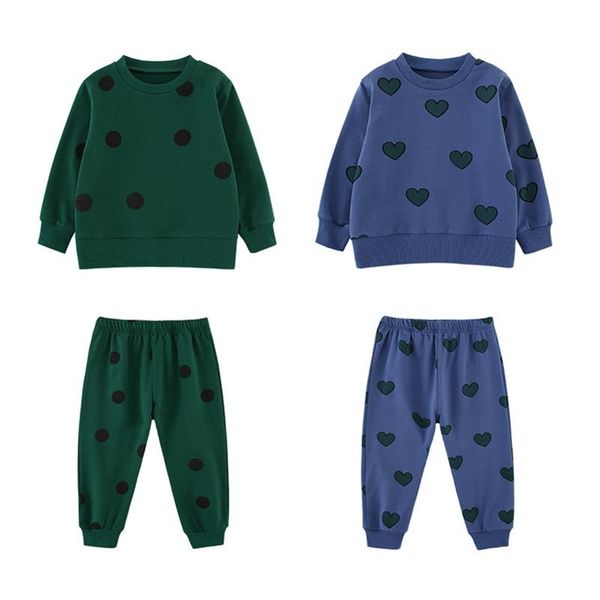 

6m to 4t baby & kids boys girls geometric print spring cotton casual two pieces set child fashion pullover with pants sets, White