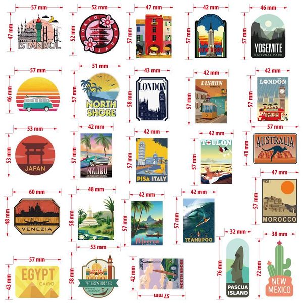 

50 шт. оптовые высококачественные туристические городские наклейки на наклейки для ноутбука наклейки скейтборд гитара шлем водонепроницаемый