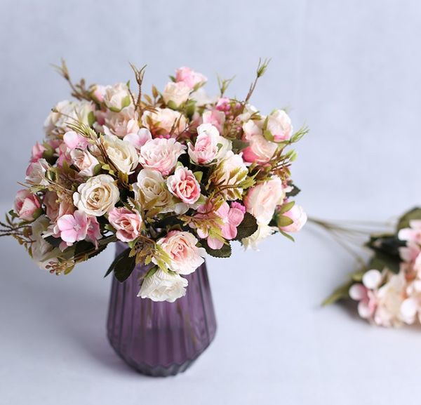 

imitation silk rose rose fake flowers living room table decorative flowers hand made diy flower arrangement for wedding