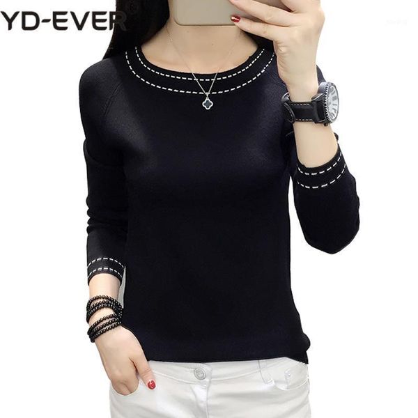 

autumn winter roupas feminina korean pullover sweaters women long sleeve o-neck stripe slim jumper for women pull femme1, White;black