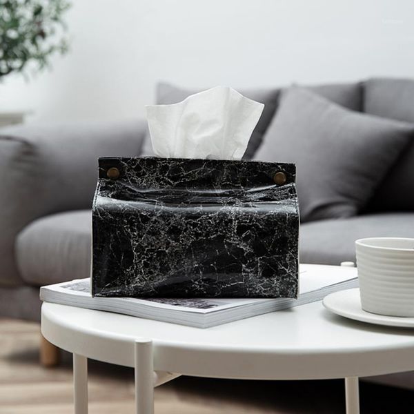 

marble grain paper towel storage bag scandinavian bedside car tissue case tote black white pu leather organizer box home decor1