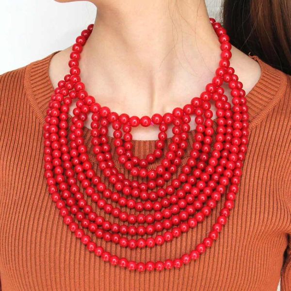 

chokers uken bohemia jewelry fashion accessories choker statement necklaces multilayer beaded tassels women imitation pearl necklace, Golden;silver