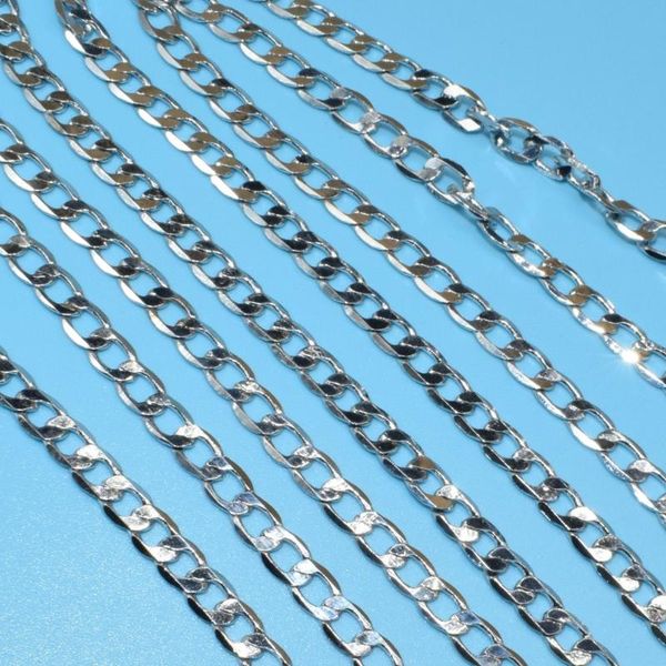 

wholesale 4mm/5mm fashion women jewelry stainless steel link flat chain necklace wedding party gift, Silver