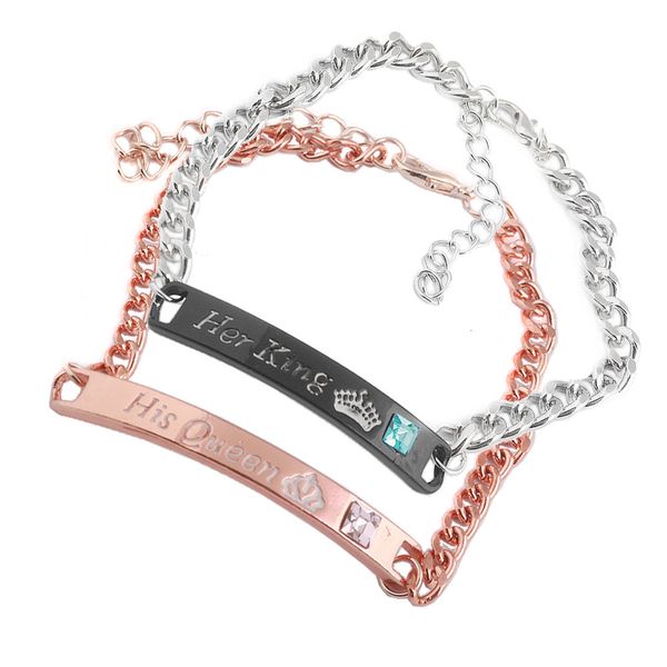 

gold his queen her black king lovers rose bracelet