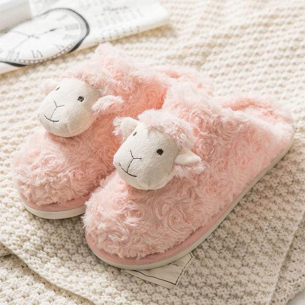 

women flock winter slippers ladies warm short plush flats female faux fur animals cute shoes fashion style high quality, Black