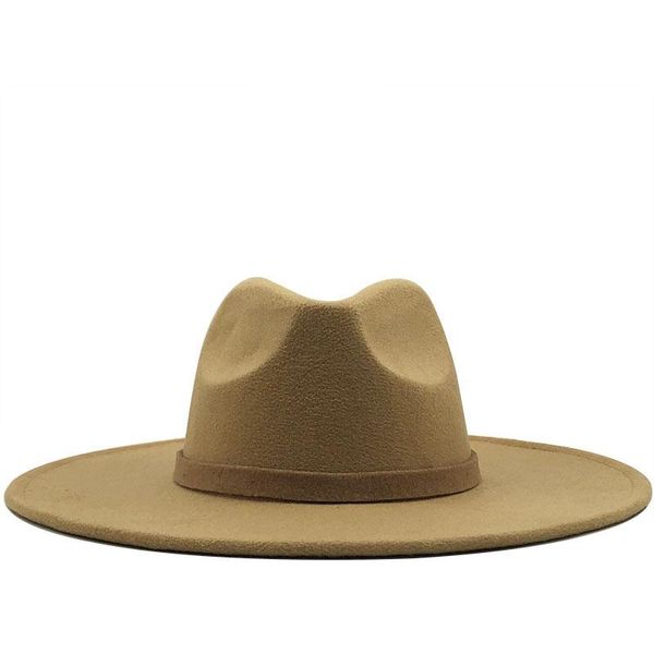 

wide brim fedora hat for women solid color wool felt hat for men autumn winter panama gamble gray jazz cap jllmzl, Black;white