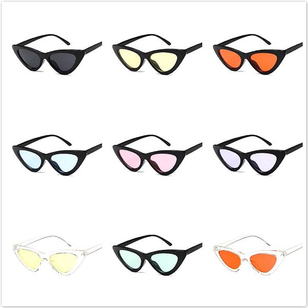 

sunglasses 16color vintage cateye women retro small cat eye sun glasses designer colorful eyewear for female, White;black