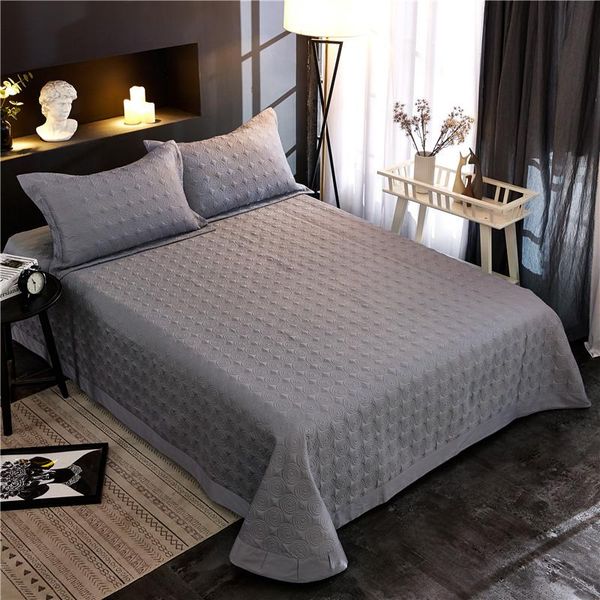 

grey color 3/5pcs 100%egyptian cotton bedspread coverlet quilted duvet quilt bed cover set pillow shams queen king size