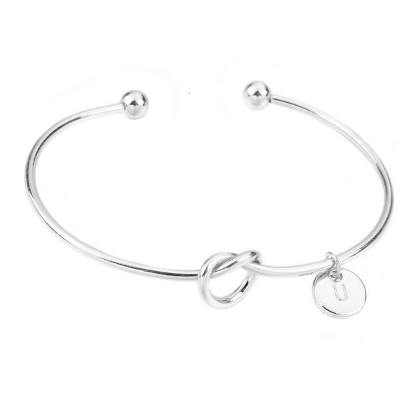 

knot 26 letter rose love gold silver bracelet bangle girl will you be my bridesmaid jewelry personality round pendant br, Black