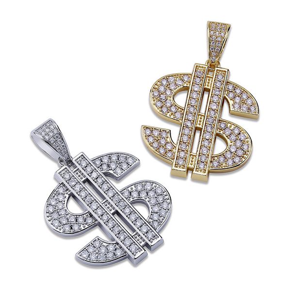 

pendant necklace the hip hop dollar sign with current 2-color new arrival fashions rapper zircon of men pky7, Silver