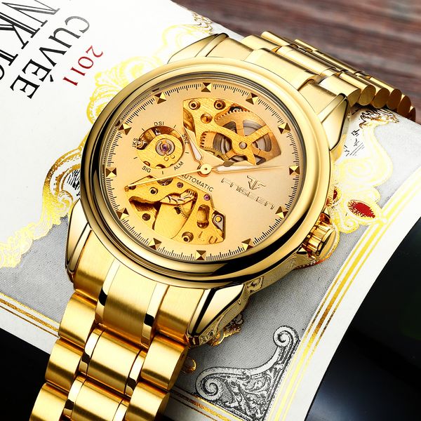 

2021 recommends fngeen brand watch men's mechanical watch full automatic waterproof luminous gift tuhao business ultra thin men's, Slivery;brown
