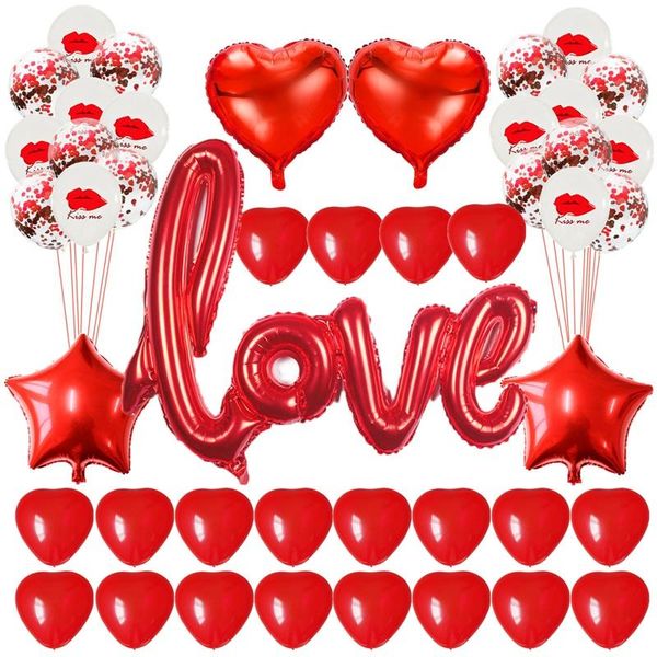 

red love letter foil balloons heart balloon for engagement wedding decoration valentines day party decor