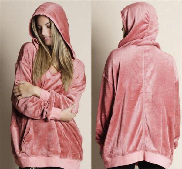 

pullover plus streetwear coat sleeve women velvet women's hoodies long hoodie sweatshirt pink jobhs