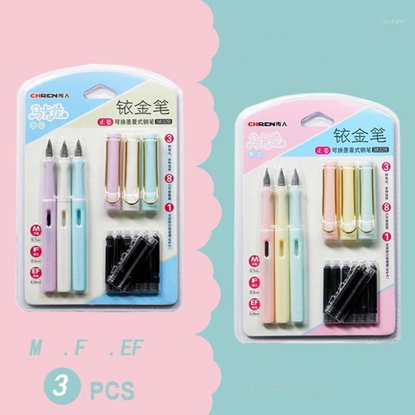 

kawaii fountain pen set macaron color nib 0.38/0.5/0.7mm pen student supplies office accessories for kids pens 3832b1
