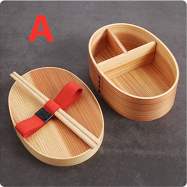 

senior double-layer japanese bento student compartment wooden lunch sushi box c0125