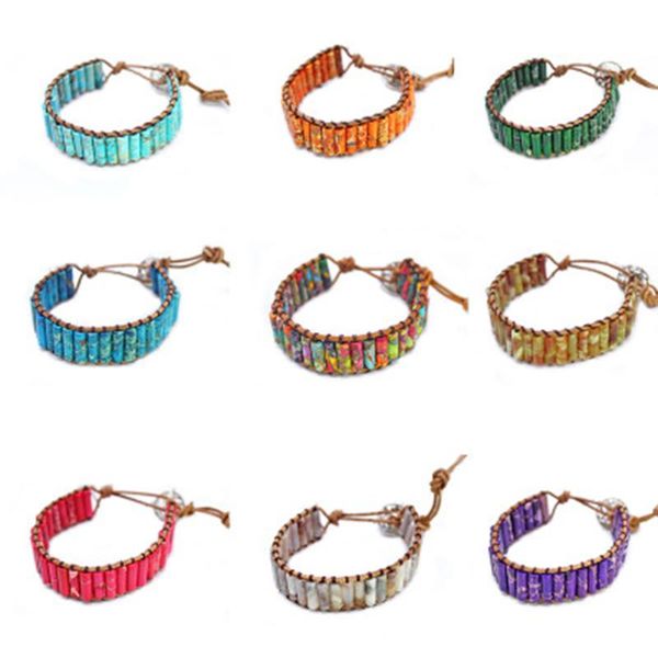 

tennis ethnic natural emperor stone wrap bracelets for women men boho tube beads adjustable beaded bracelet jewelry trendy mujer bijoux, Golden;silver