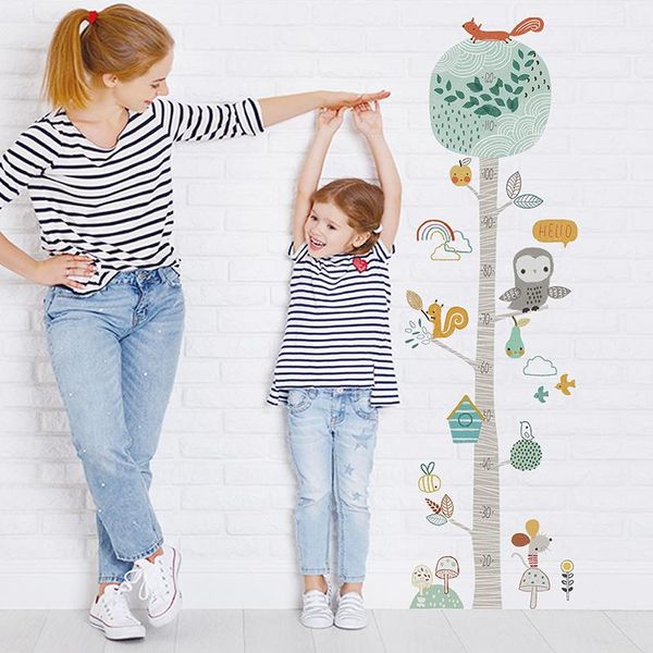 

wall stickers forest tree height measuring sticker kids room decoration nursery child growth chart decal baby gift