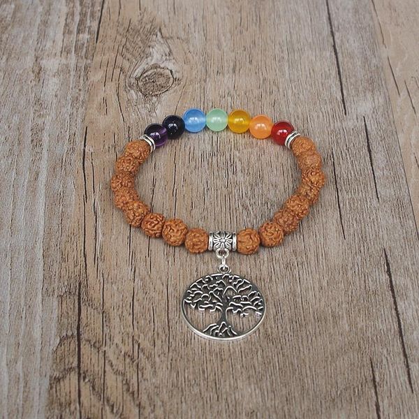

rudraksha бодхи деревянные бусы буддийский семь чакр браслет древо жизни йога исцеления рейки помолитесь мала браслет, Golden;silver