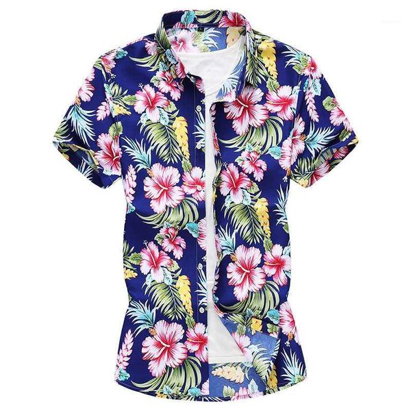 

men's floral shirt 2020 summer new trend fashion casual hawaiian short sleeve brand shirt male plus size 5xl 6xl 7xl camisa,19011, White;black
