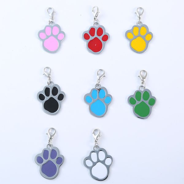 

colors pet cat brand ring 8 name id card keychain puppy paw print pendant key holder wholesale dog tag ing
