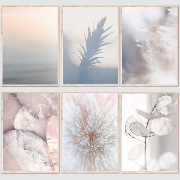 

paintings nordic poster leaf print minimalist canvas painting neutral blush pink gray wall art pictures for living room home decor1