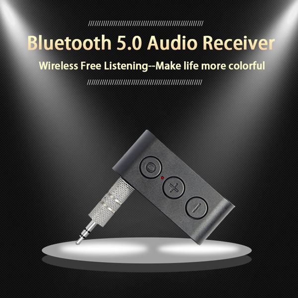 

wireless aux bluetooth receiver kit 3.5mm output built-in microphone for home audio