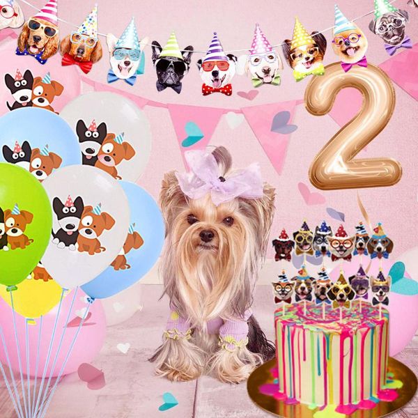 

10Pcs 12inch Cartoon Dog Latex Balloons Dog Birthday Cake Topper Banner for Boy Girl Party Decoration Supplies