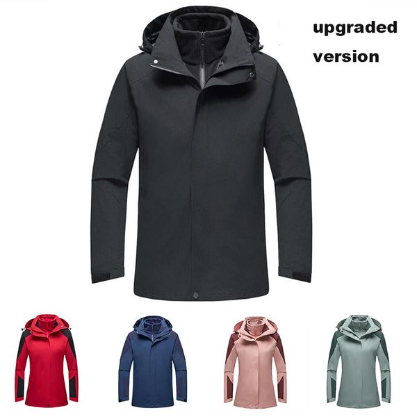 

thick reflective men's windproof waterproof fall/winter jacket outdoor sports jacket fashion men's large size mountaineering suit, Blue;black