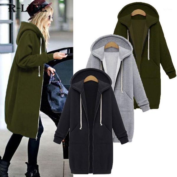 

women's hoodies autumn winter cotton hoodie solid color mid-length long sleeve female winter coat streetwear leisure cardigan1, Black