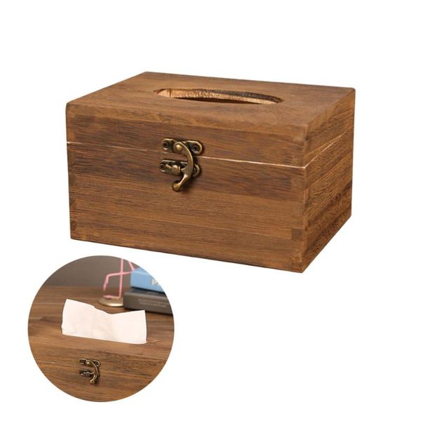 

tissue boxes & napkins 1pc vintage wooden box simple napkin storage container useful paper towel organizer for home bar office (short style)